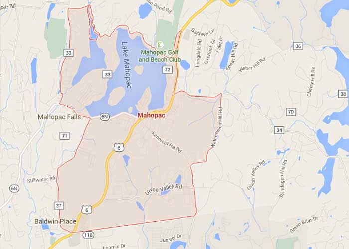 map of Mahopac, NY landscaping coverage - Landwork Contractors