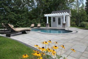 beige stone pool pation