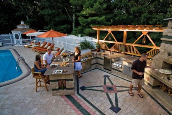 brick patio with design