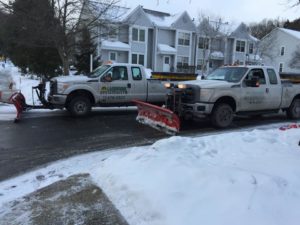 snow plowing 2 trucks