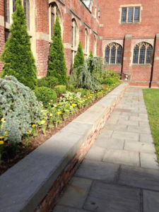 courtyard and garden brick building