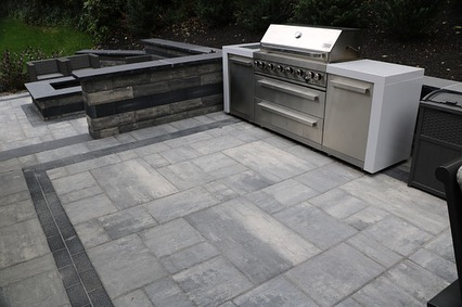 outside built in natural stone BBQ