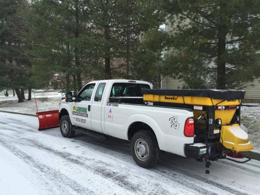 LandworkContractors snow plowing pickup