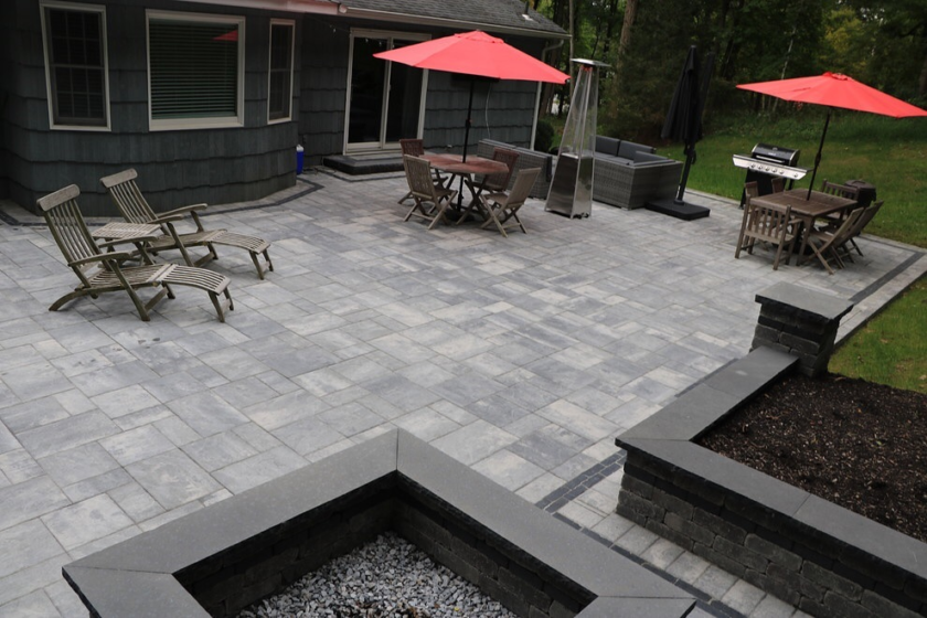 custom build grey stone patio