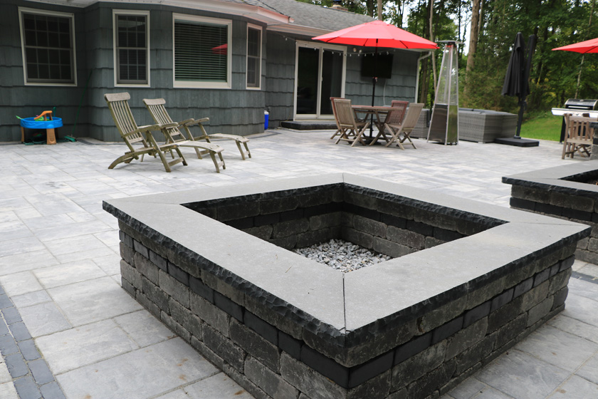 Unilock pavers with natural stone coping Unilock pavers with natural stone coping _840jpg